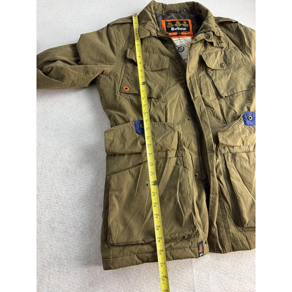 Barbour Coat Mens Large Green Greatcoat Waterproof Quilted Lined Outdoor Parka